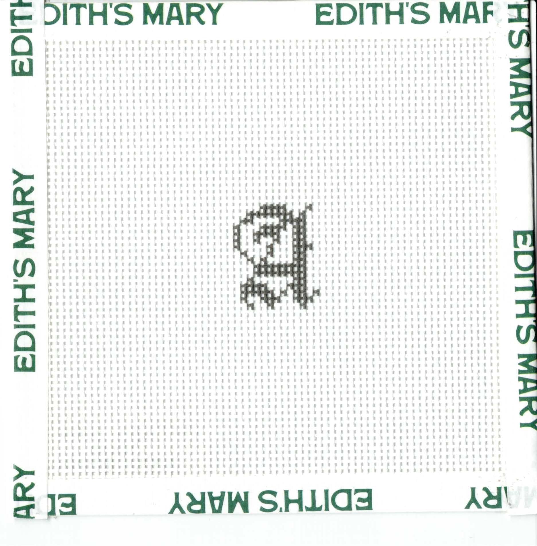 Needlepoint design on fabric with 'Edith's Mary' branding.