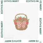 Needle Point design of a basket with flowers on a white background with 'Edith's Mary' branding.