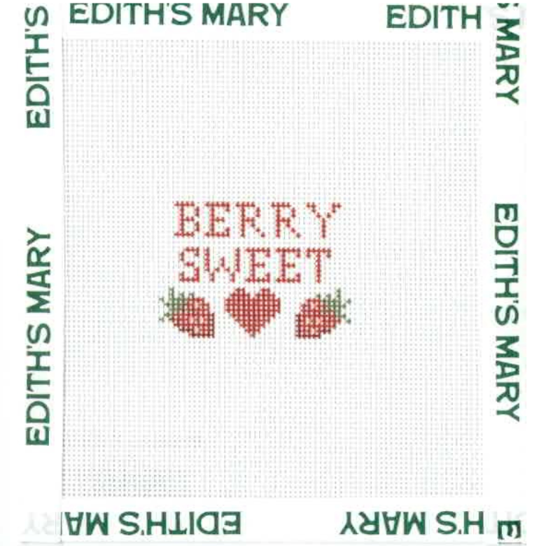 Needle Point pattern with 'Berry Sweet' text and strawberry designs on a white background.
